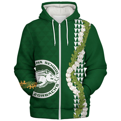 Olomana High & Intermediate School Sherpa Hoodie Puakenikeni Maile Flower Lei