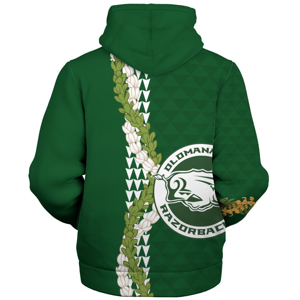 Olomana High & Intermediate School Sherpa Hoodie Puakenikeni Maile Flower Lei