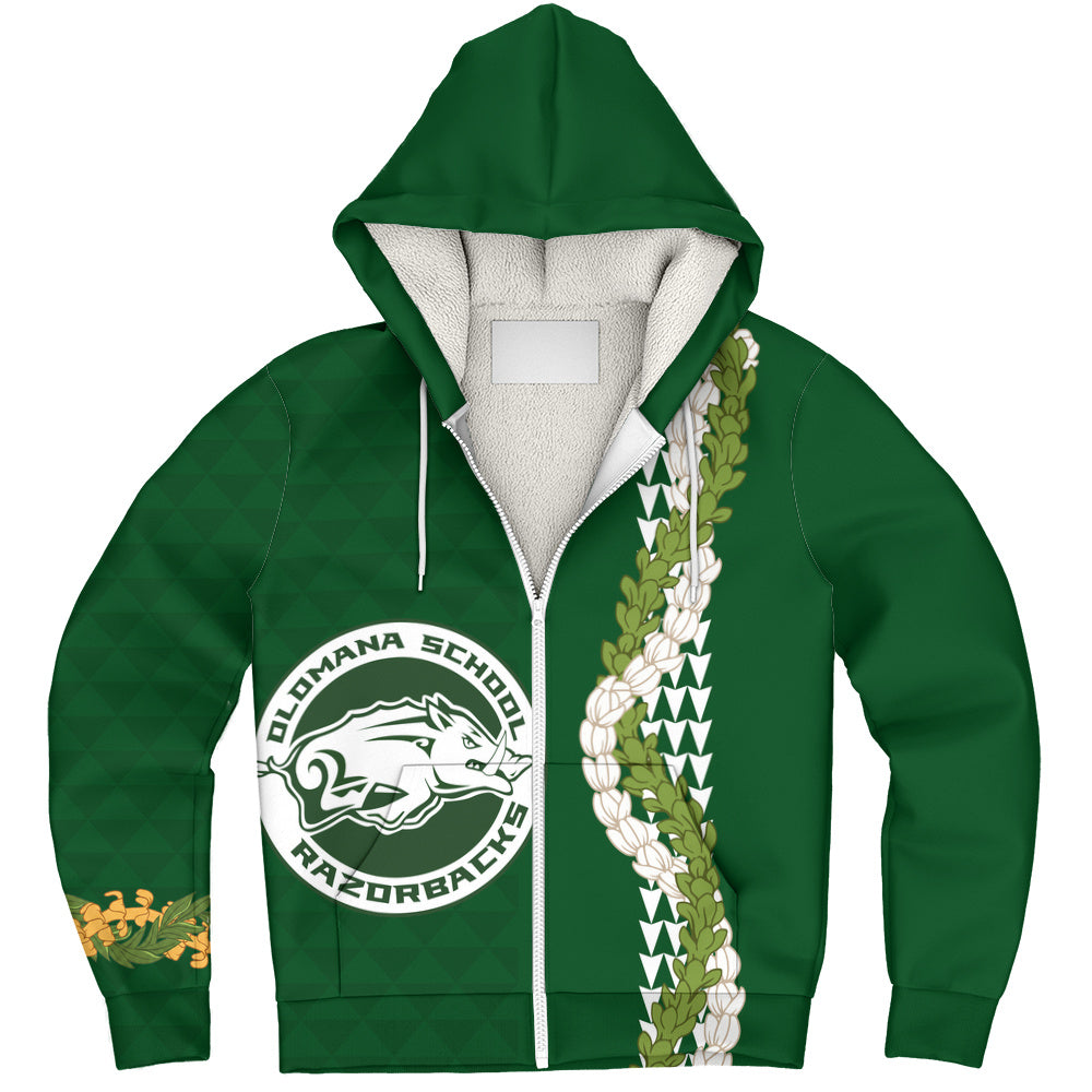 Olomana High & Intermediate School Sherpa Hoodie Puakenikeni Maile Flower Lei