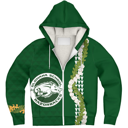 Olomana High & Intermediate School Sherpa Hoodie Puakenikeni Maile Flower Lei