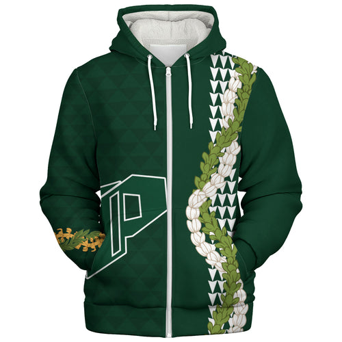 Pahoa High and Intermediate School Sherpa Hoodie Puakenikeni Maile Flower Lei