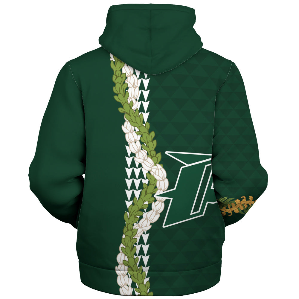 Pahoa High and Intermediate School Sherpa Hoodie Puakenikeni Maile Flower Lei
