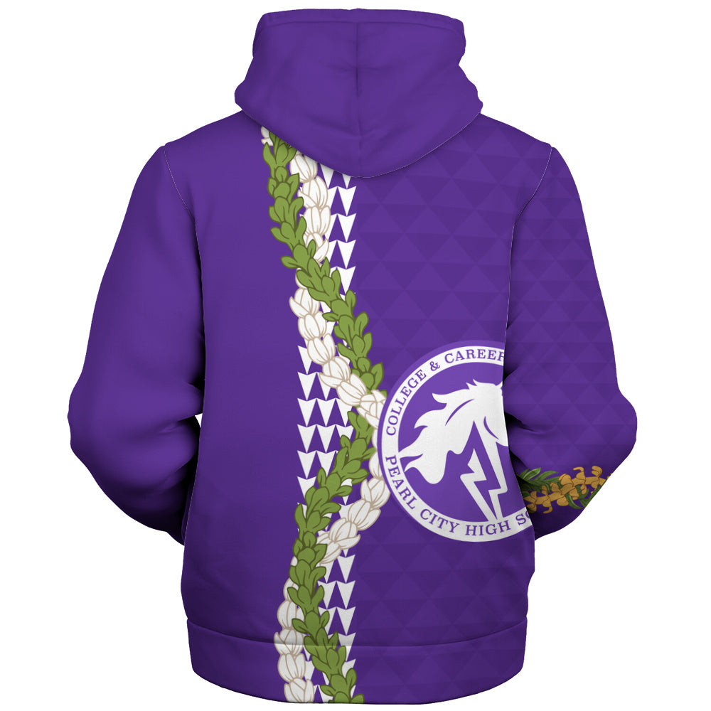 Pearl City High School (Hawaii) Sherpa Hoodie Puakenikeni Maile Flower Lei