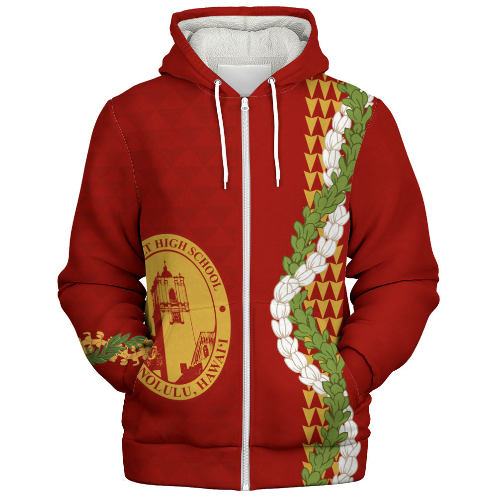 President Theodore Roosevelt High School Sherpa Hoodie Puakenikeni Maile Flower Lei