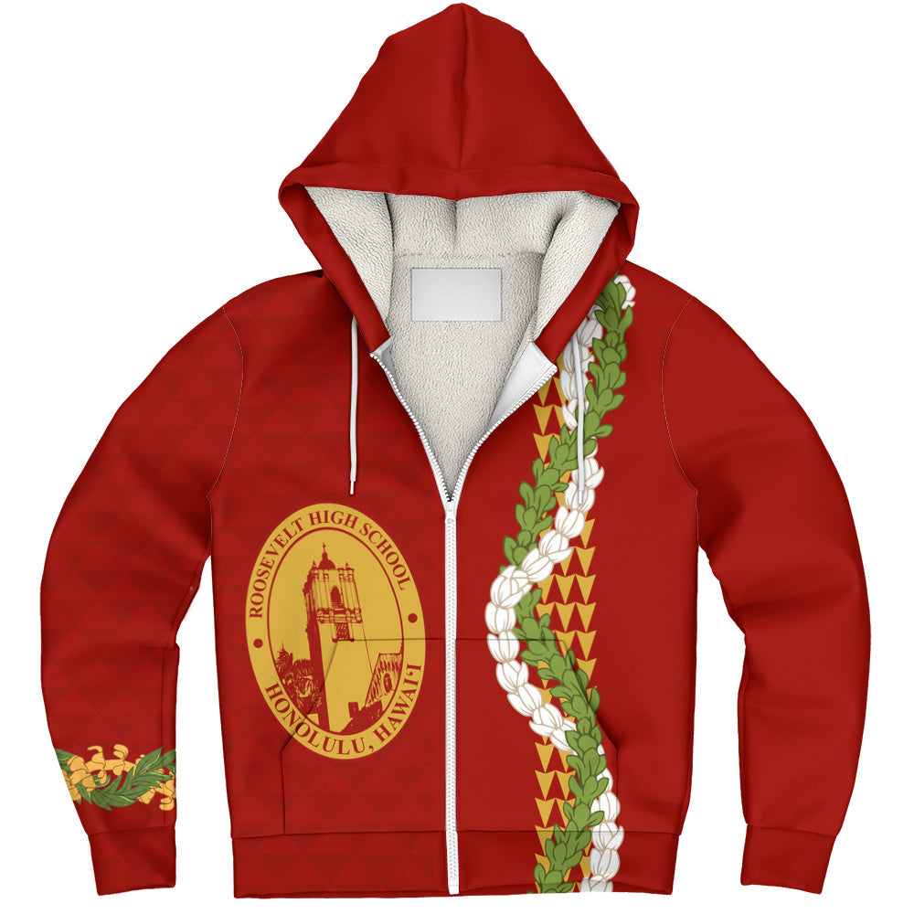President Theodore Roosevelt High School Sherpa Hoodie Puakenikeni Maile Flower Lei