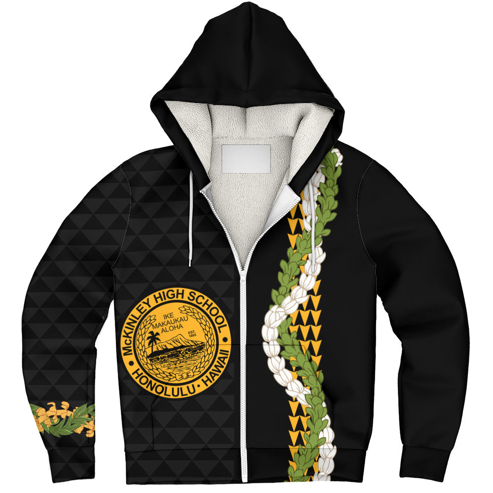 President William McKinley High School Sherpa Hoodie Puakenikeni Maile Flower Lei