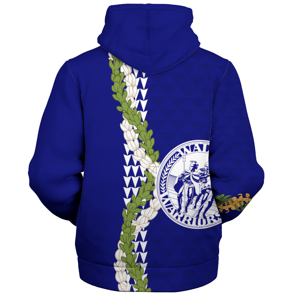 Waiakea High School Sherpa Hoodie Puakenikeni Maile Flower Lei