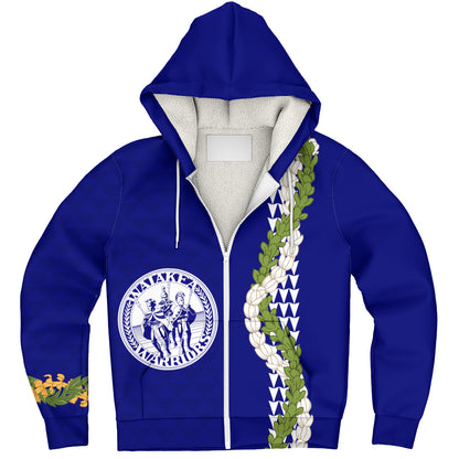 Waiakea High School Sherpa Hoodie Puakenikeni Maile Flower Lei