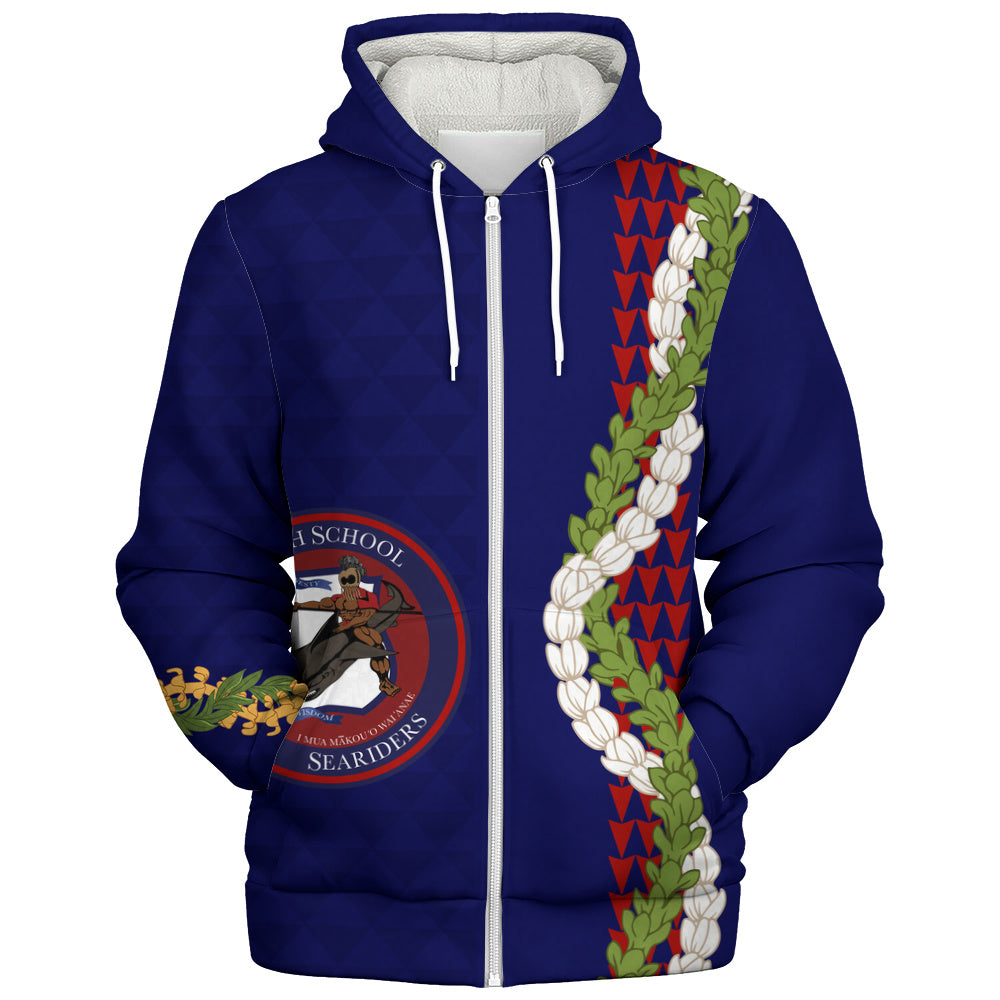 Waianae High School Sherpa Hoodie Puakenikeni Maile Flower Lei