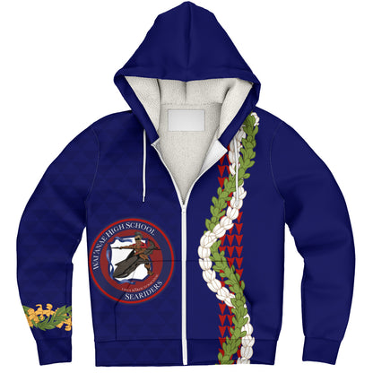 Waianae High School Sherpa Hoodie Puakenikeni Maile Flower Lei