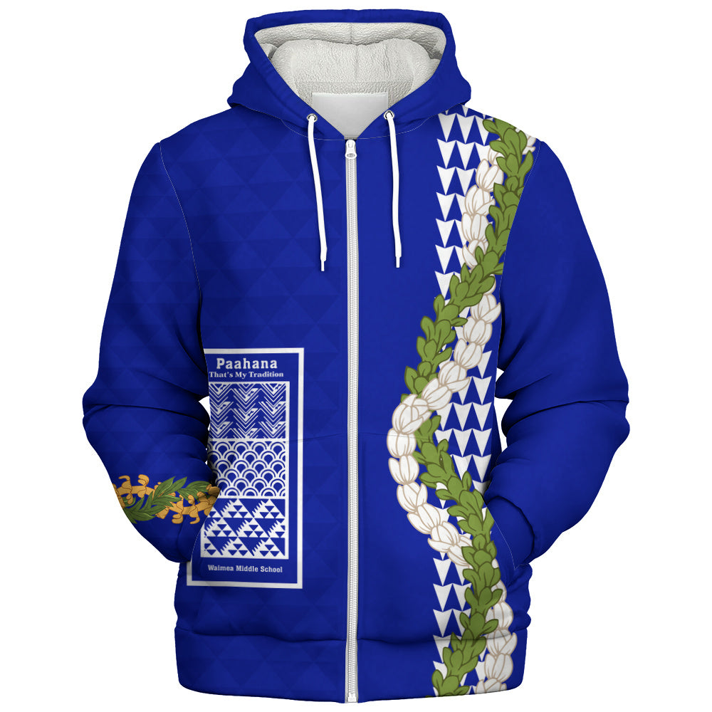 Waimea Middle Public Conversion Charter School Sherpa Hoodie Puakenikeni Maile Flower Lei