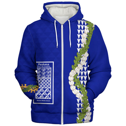 Waimea Middle Public Conversion Charter School Sherpa Hoodie Puakenikeni Maile Flower Lei