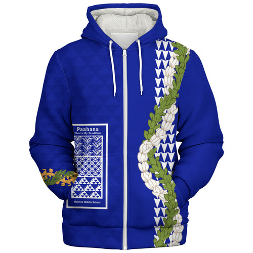 Waimea Middle Public Conversion Charter School Sherpa Hoodie Puakenikeni Maile Flower Lei
