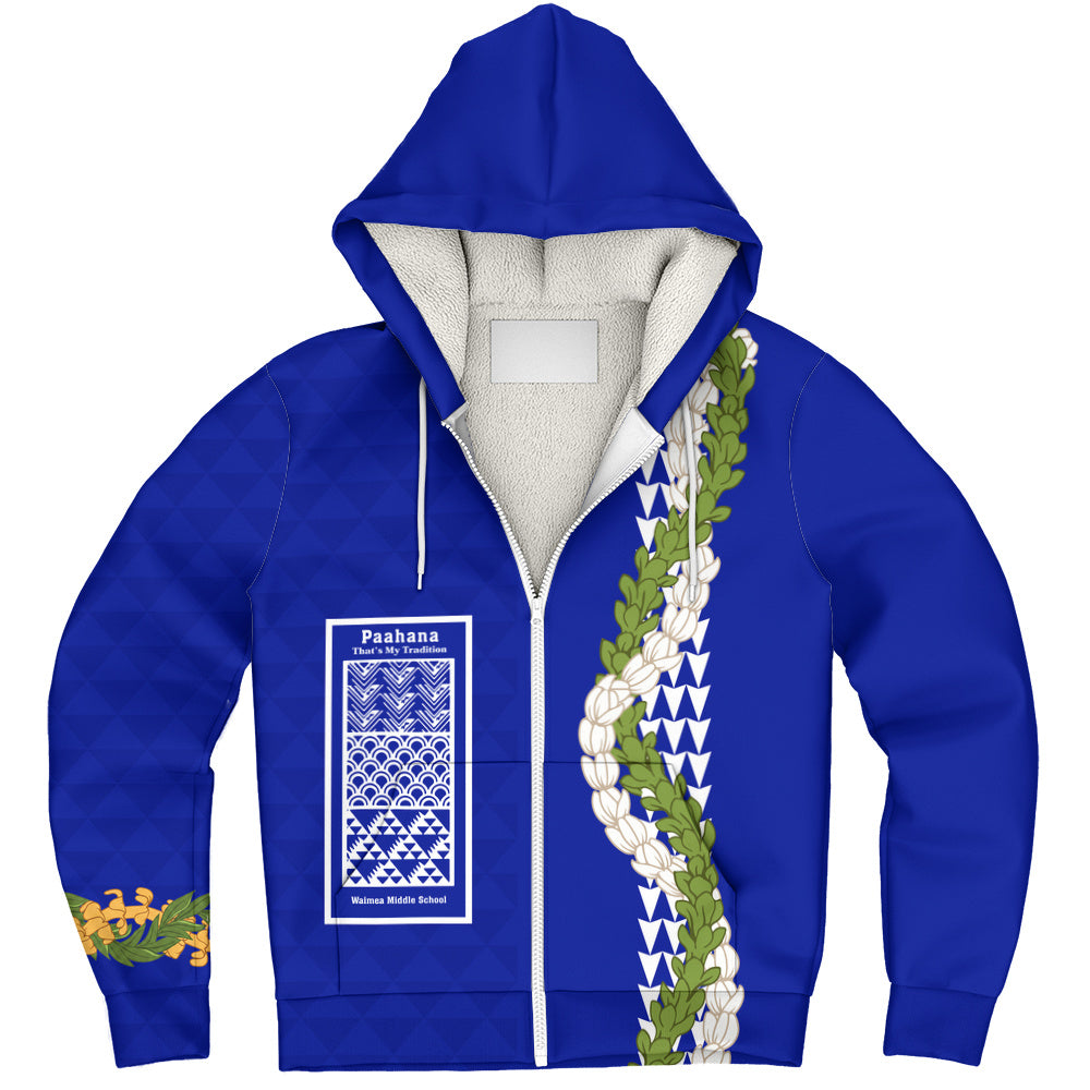 Waimea Middle Public Conversion Charter School Sherpa Hoodie Puakenikeni Maile Flower Lei