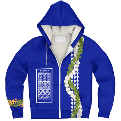 Waimea Middle Public Conversion Charter School Sherpa Hoodie Puakenikeni Maile Flower Lei