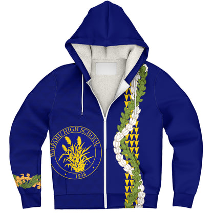 Waipahu High School Sherpa Hoodie Puakenikeni Maile Flower Lei