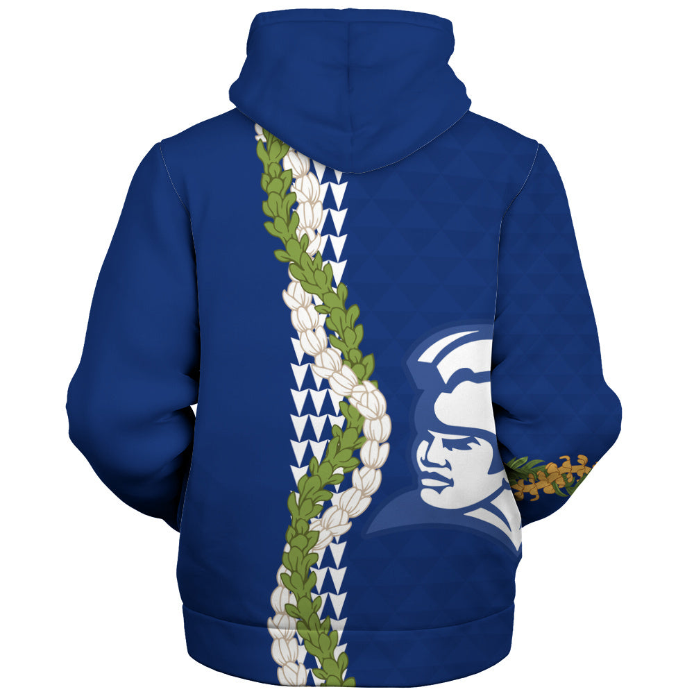 Waimea High School Sherpa Hoodie Puakenikeni Maile Flower Lei