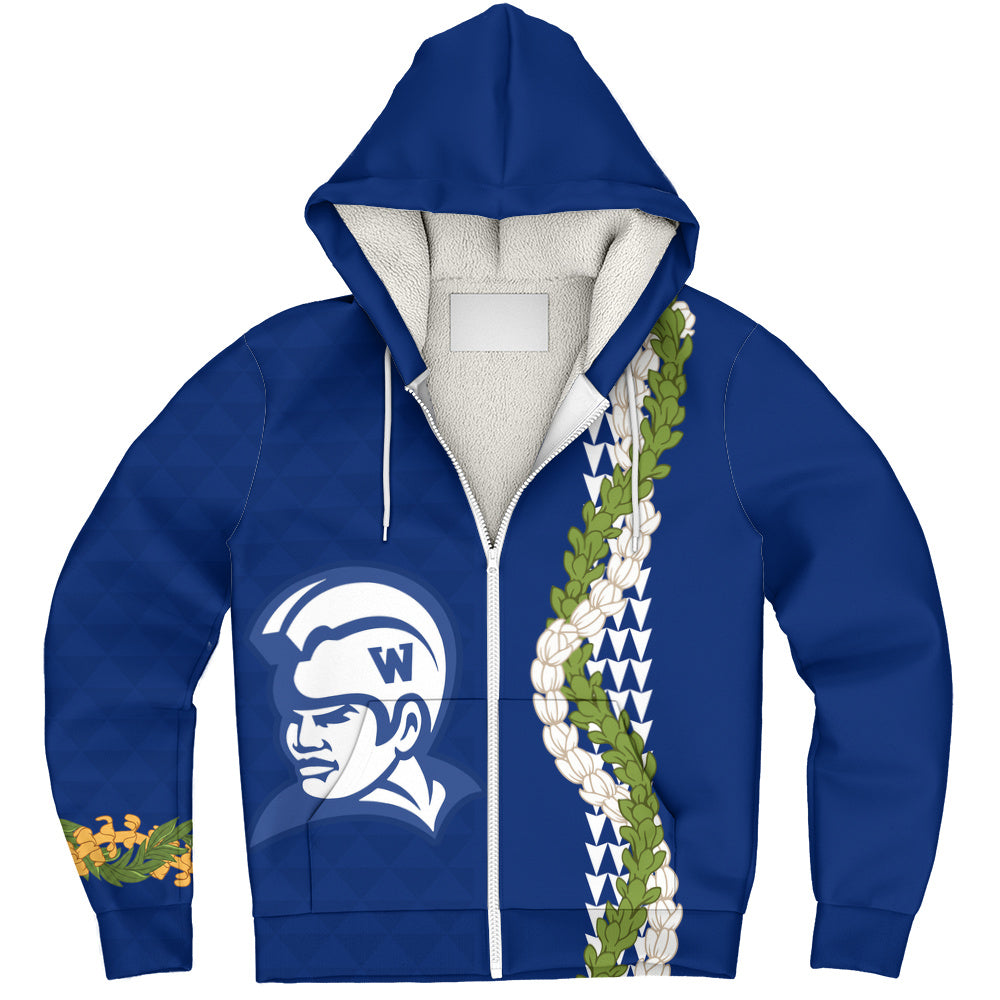 Waimea High School Sherpa Hoodie Puakenikeni Maile Flower Lei