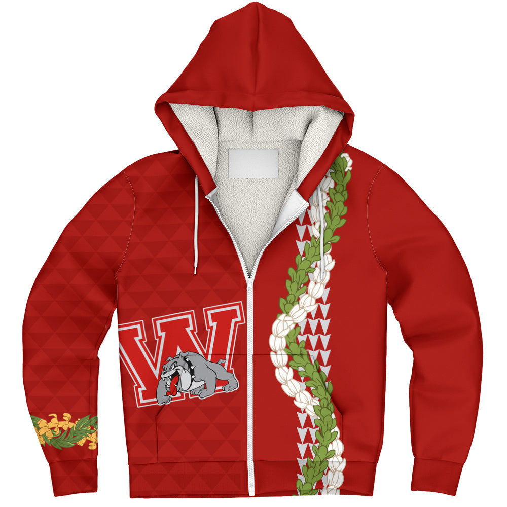 Waialua High and Intermediate School Sherpa Hoodie Puakenikeni Maile Flower Lei