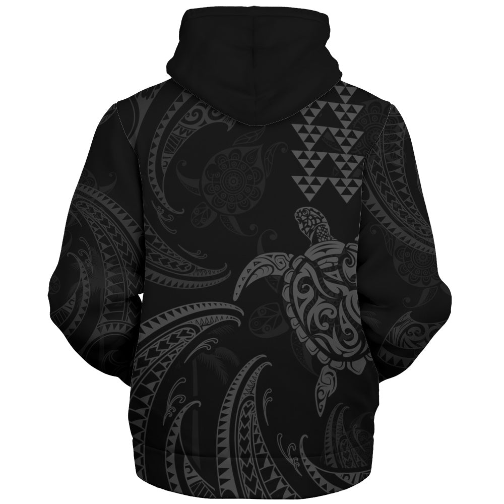 Hawaii Sherpa Hoodie Polynesian Turtle Tribal Ocean Spirit