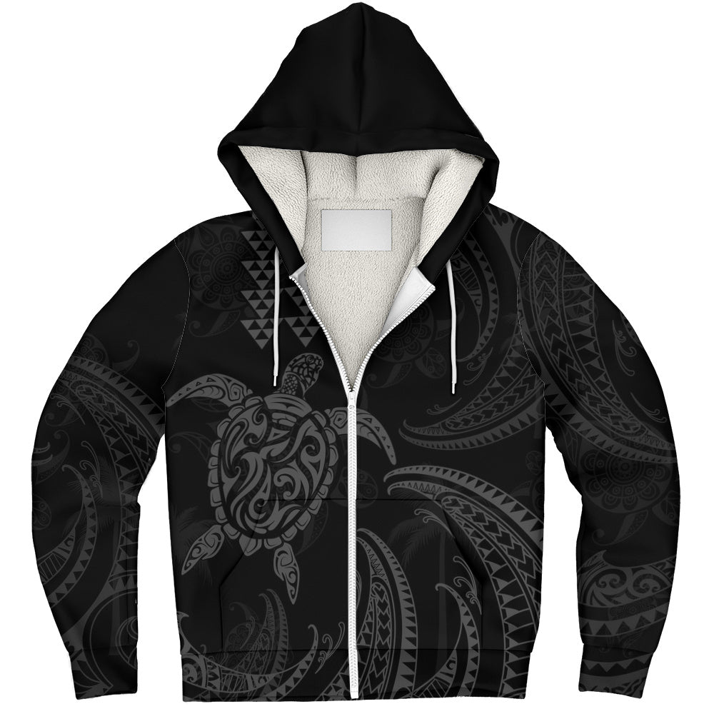 Hawaii Sherpa Hoodie Polynesian Turtle Tribal Ocean Spirit