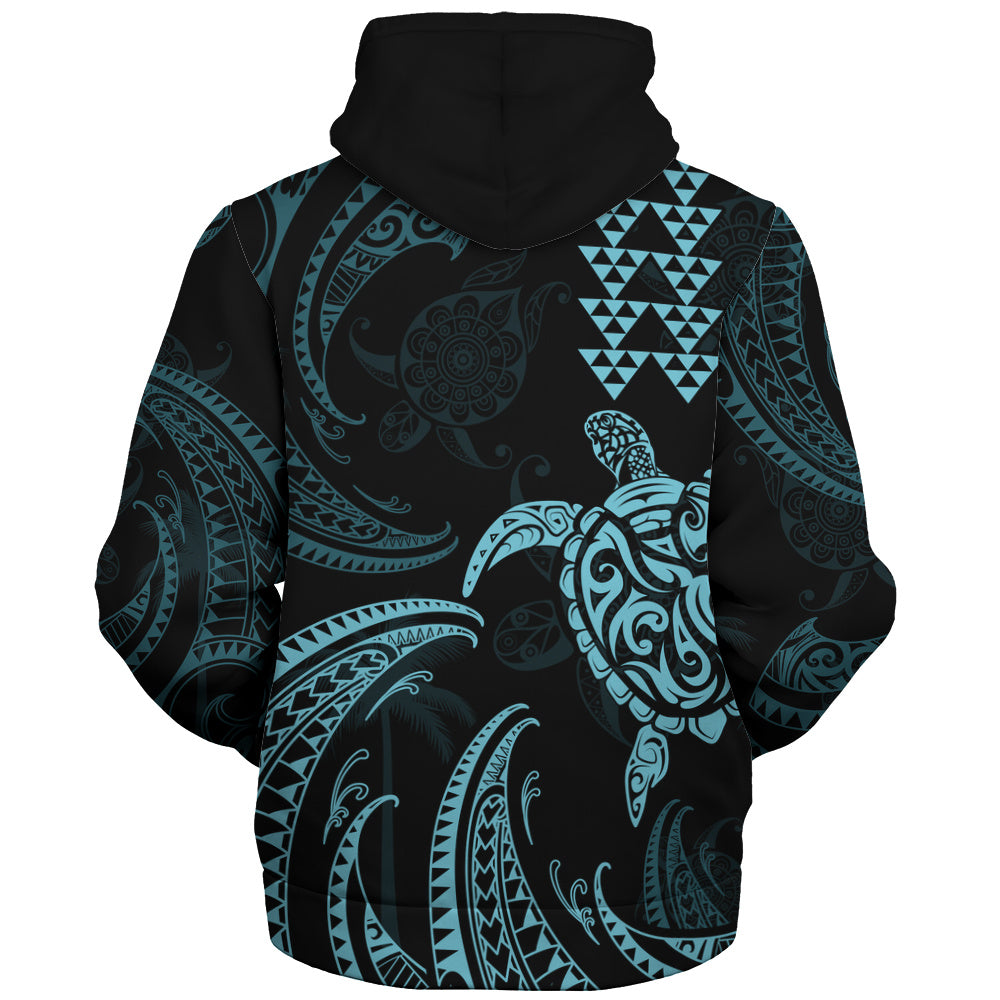 Hawaii Sherpa Hoodie Polynesian Turtle Tribal Ocean Spirit