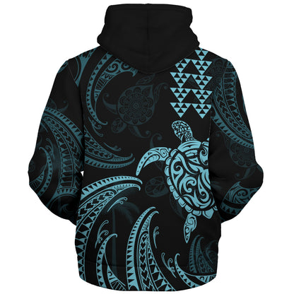 Hawaii Sherpa Hoodie Polynesian Turtle Tribal Ocean Spirit