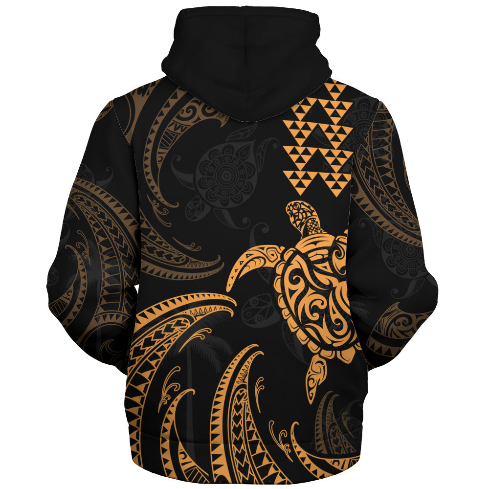 Hawaii Sherpa Hoodie Polynesian Turtle Tribal Ocean Spirit