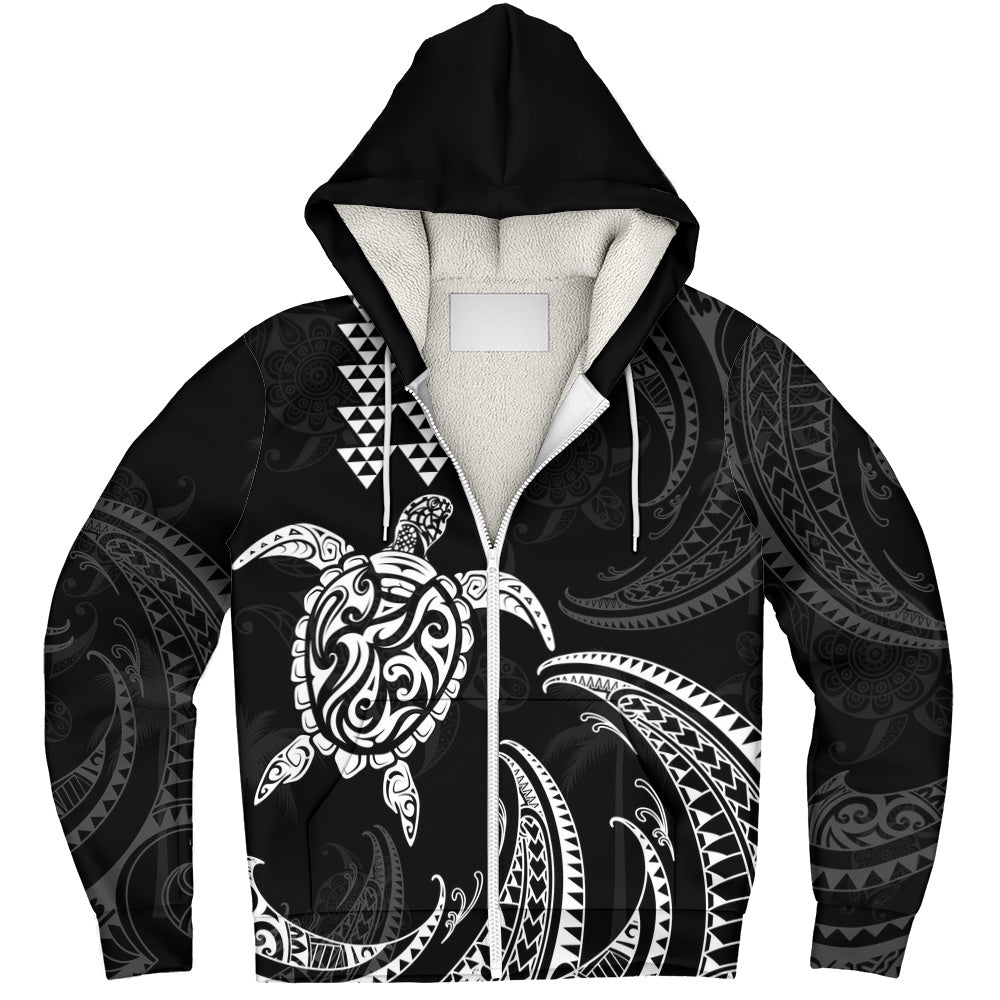 Hawaii Sherpa Hoodie Polynesian Turtle Tribal Ocean Spirit