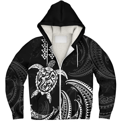 Hawaii Sherpa Hoodie Polynesian Turtle Tribal Ocean Spirit