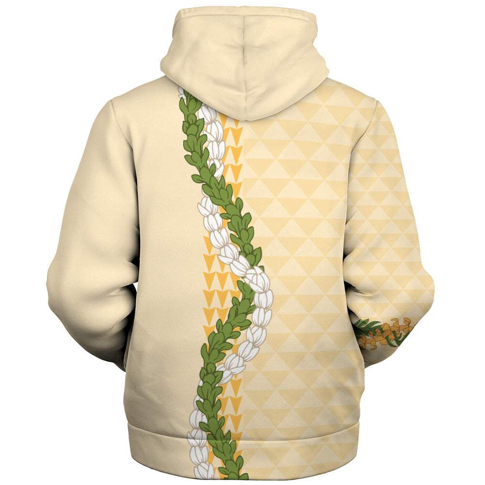 Hawaii Sherpa Hoodie Turtle Puakenikeni Maile Flower Lei