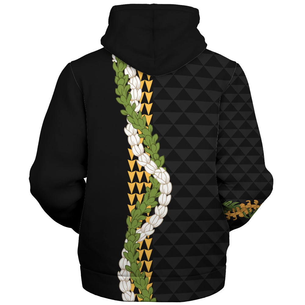 Hawaii Sherpa Hoodie Turtle Puakenikeni Maile Flower Lei