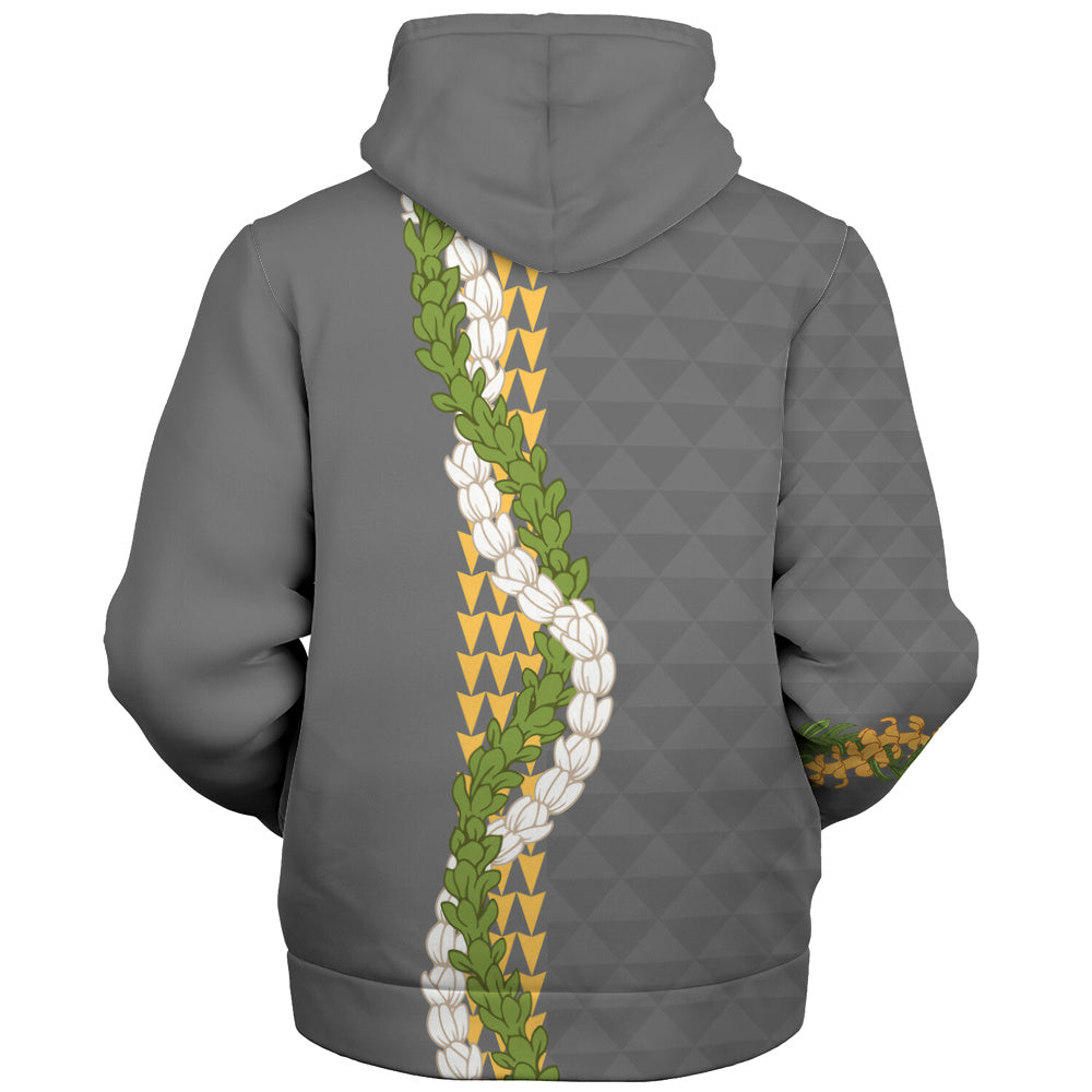 Hawaii Sherpa Hoodie Turtle Puakenikeni Maile Flower Lei