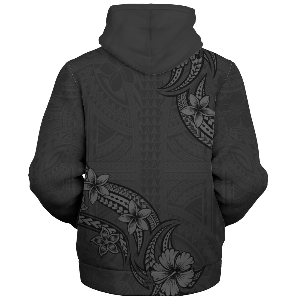 Hawaii Sherpa Hoodie Plumeria Tribal Wave