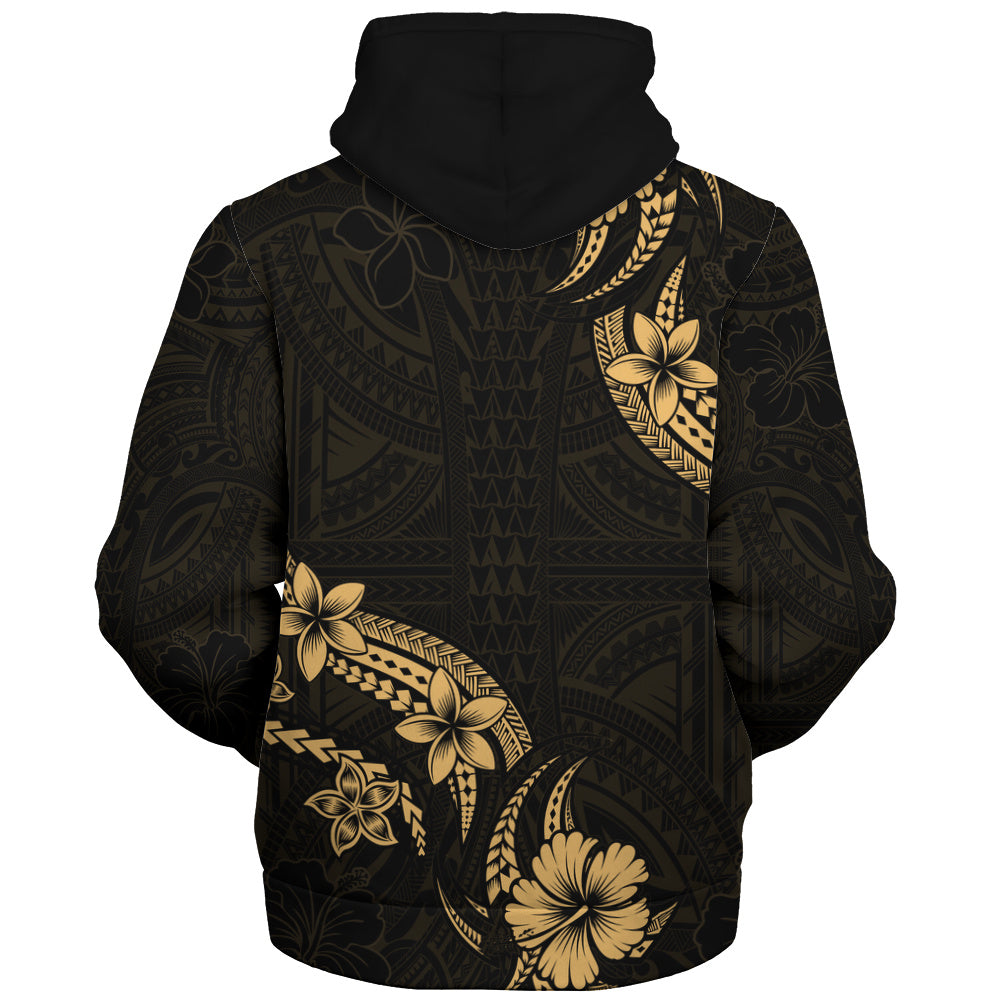 Hawaii Sherpa Hoodie Plumeria Tribal Wave