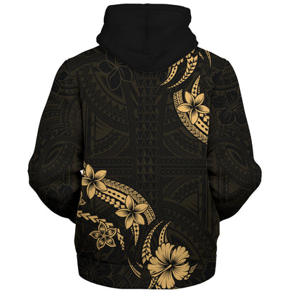 Hawaii Sherpa Hoodie Plumeria Tribal Wave