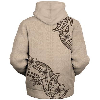 Hawaii Sherpa Hoodie Plumeria Tribal Wave
