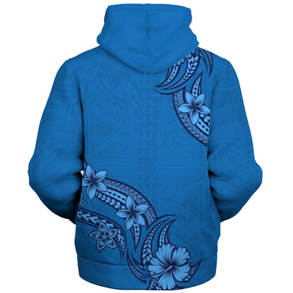 Hawaii Sherpa Hoodie Plumeria Tribal Wave