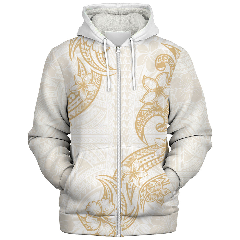 Hawaii Sherpa Hoodie Plumeria Tribal Wave