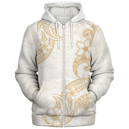 Hawaii Sherpa Hoodie Plumeria Tribal Wave