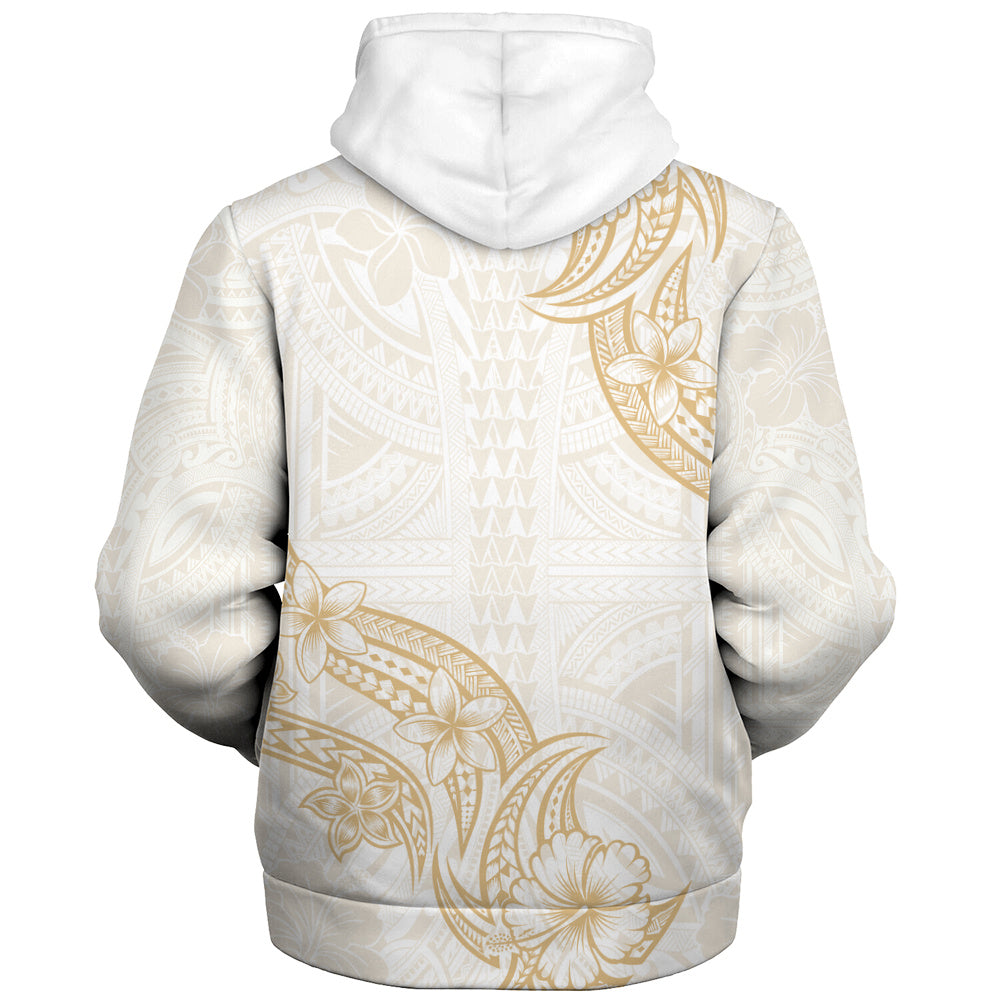 Hawaii Sherpa Hoodie Plumeria Tribal Wave