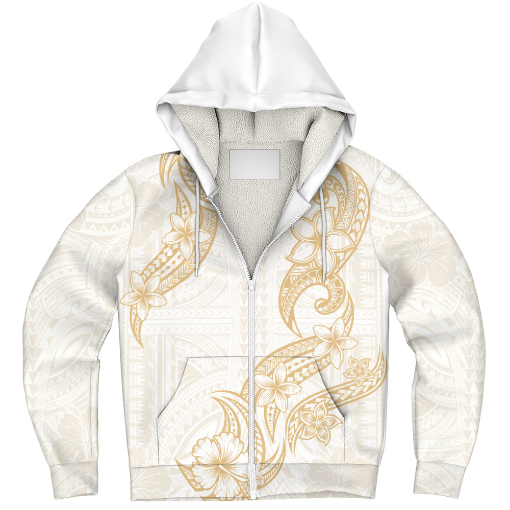 Hawaii Sherpa Hoodie Plumeria Tribal Wave