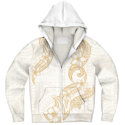 Hawaii Sherpa Hoodie Plumeria Tribal Wave