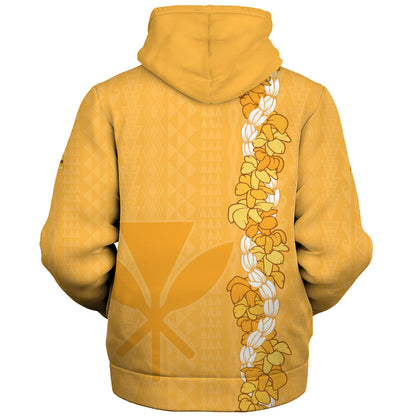 Hawaii Sherpa Hoodie Flower Lei Kanaka Maoli Polynesia Island Style