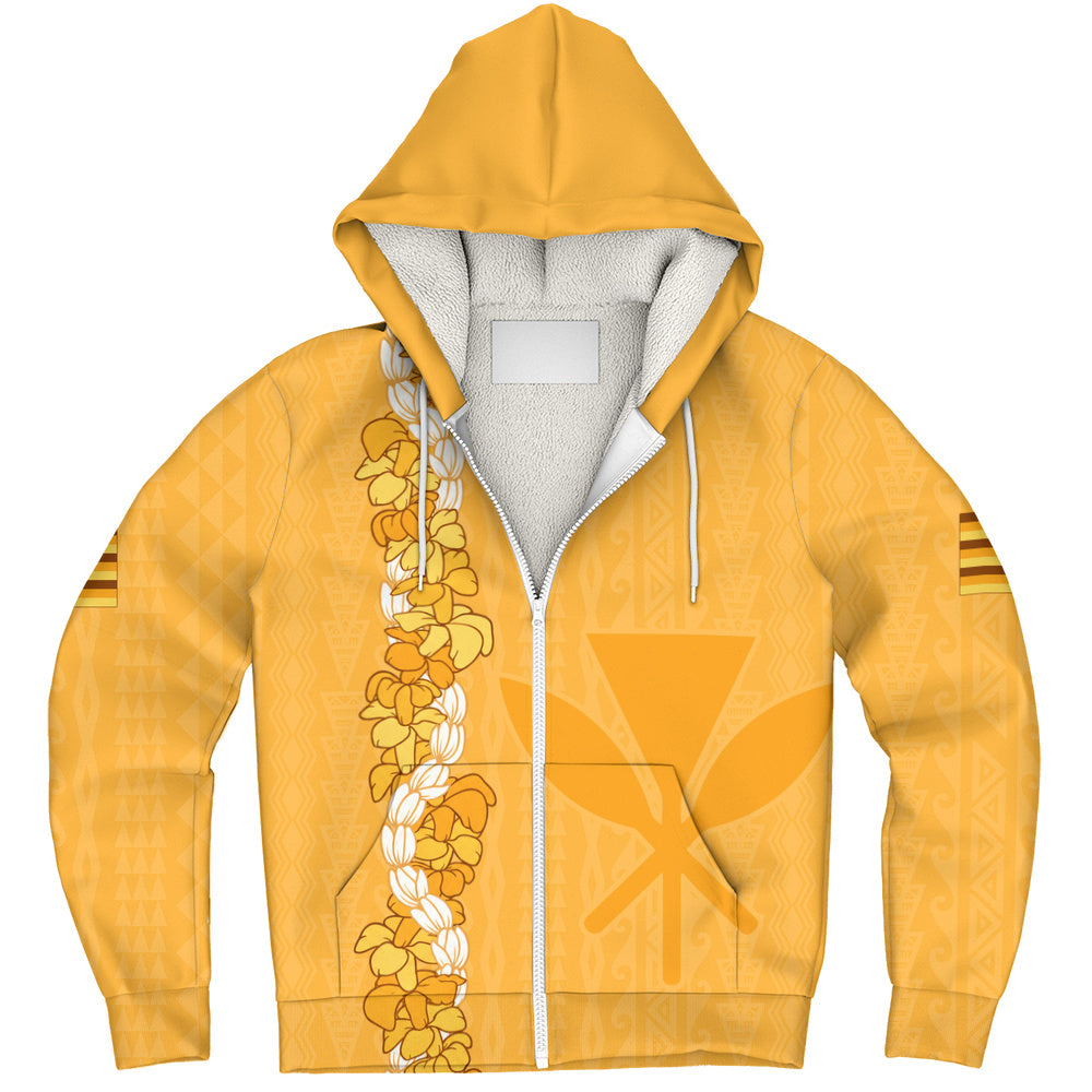 Hawaii Sherpa Hoodie Flower Lei Kanaka Maoli Polynesia Island Style