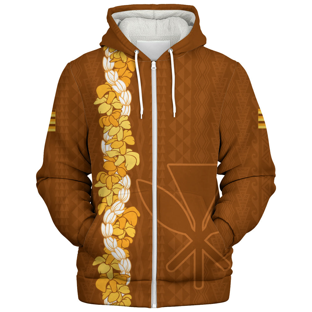 Hawaii Sherpa Hoodie Flower Lei Kanaka Maoli Polynesia Island Style