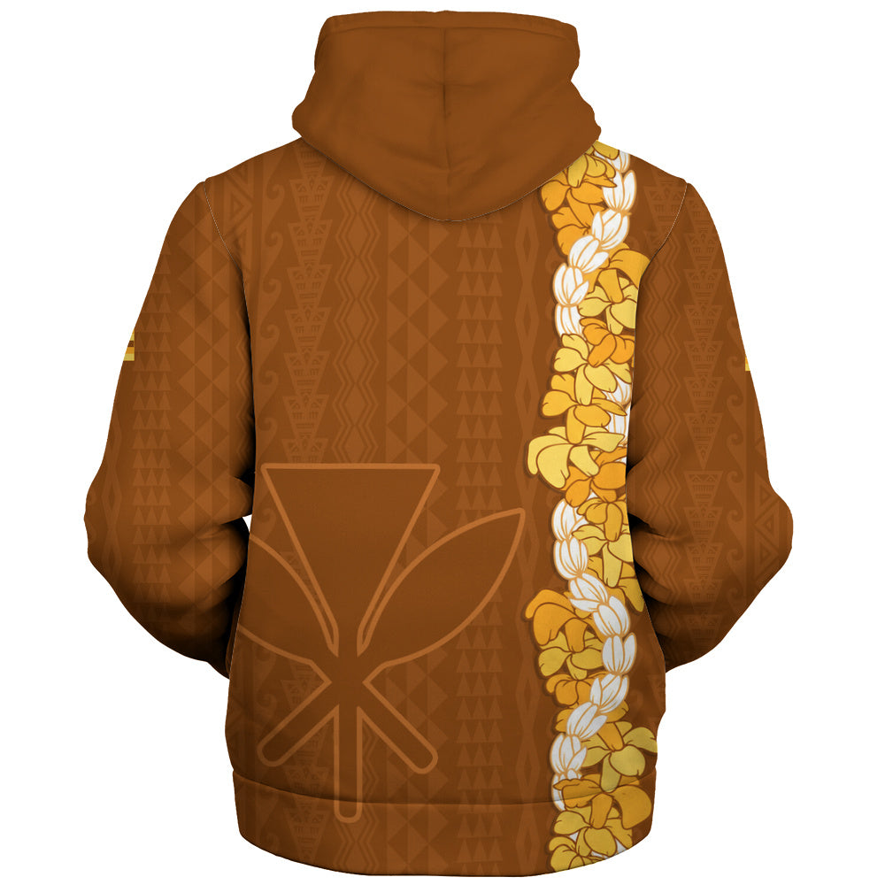 Hawaii Sherpa Hoodie Flower Lei Kanaka Maoli Polynesia Island Style