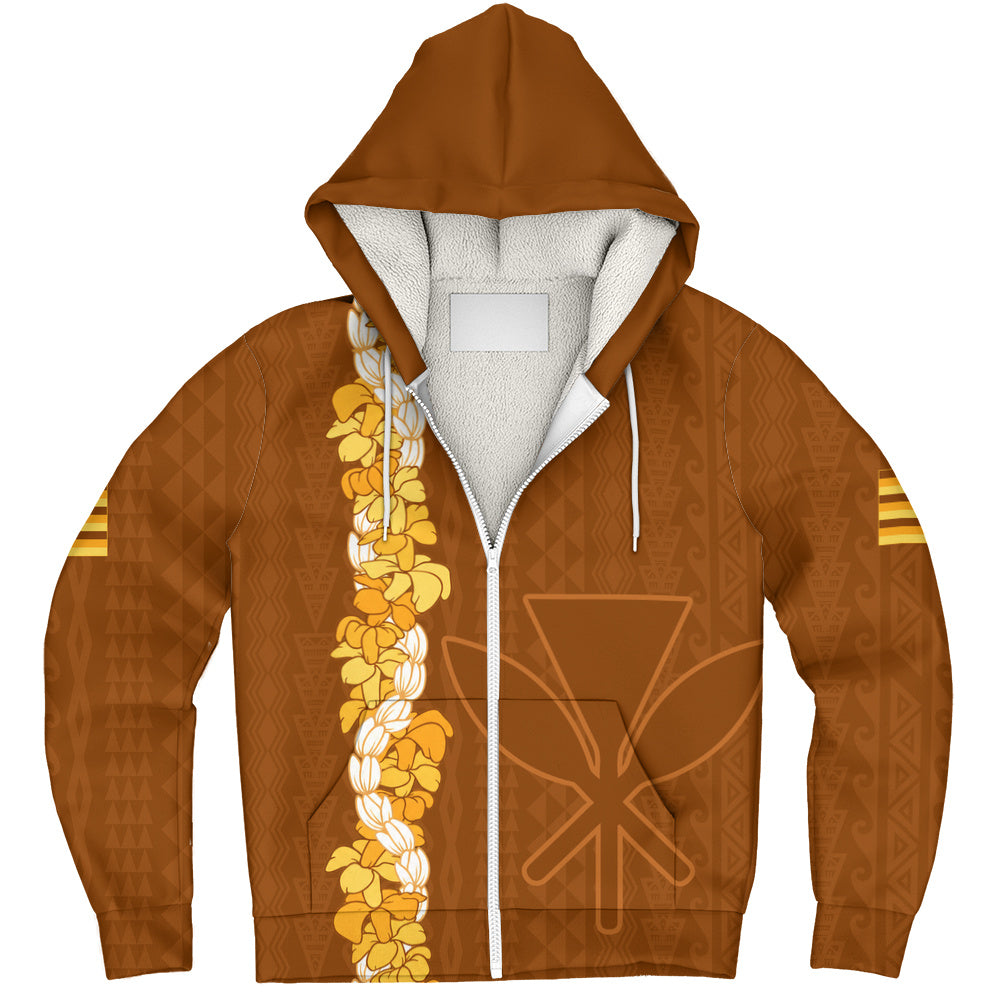Hawaii Sherpa Hoodie Flower Lei Kanaka Maoli Polynesia Island Style