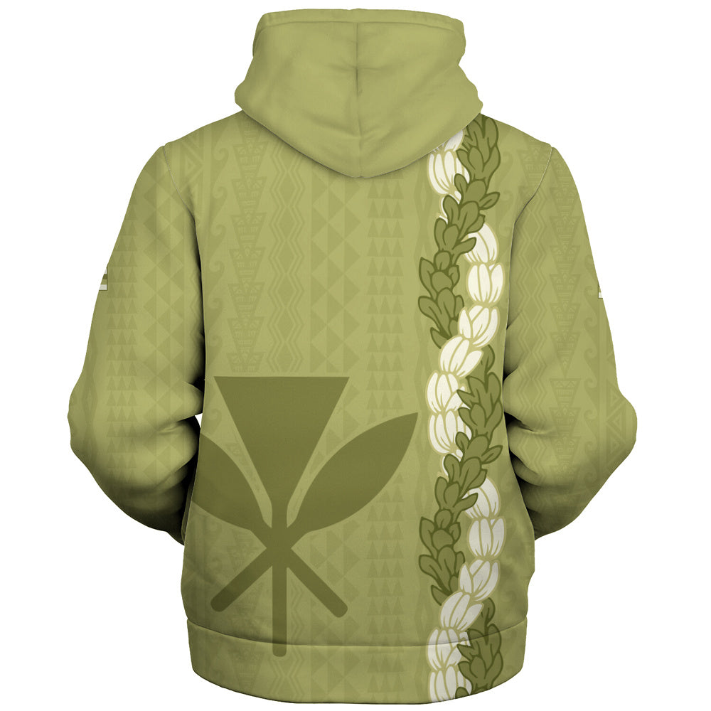 Hawaii Sherpa Hoodie Flower Lei Kanaka Maoli Polynesia Island Style
