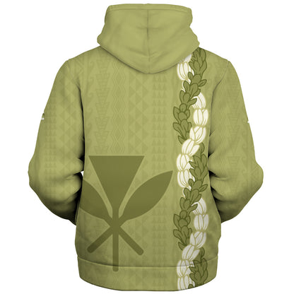 Hawaii Sherpa Hoodie Flower Lei Kanaka Maoli Polynesia Island Style